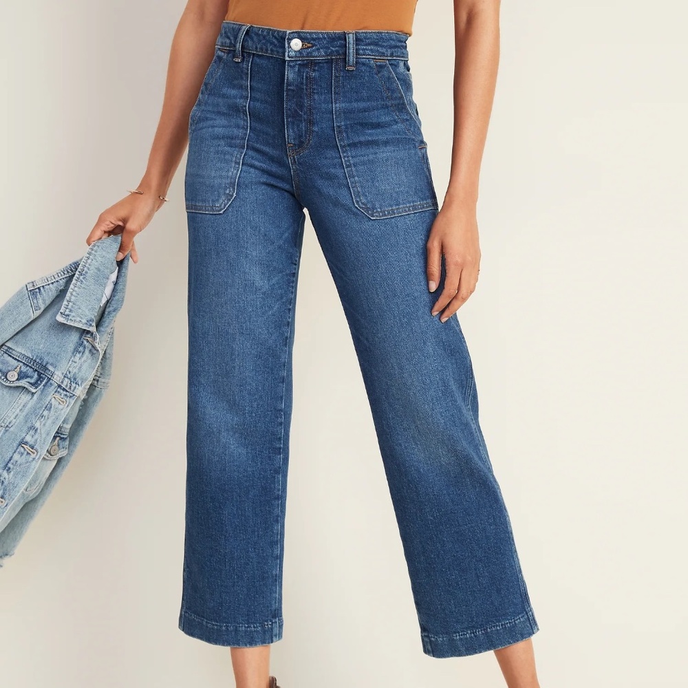 High-Waisted Slim Wide Leg Workwear Jeans For Women